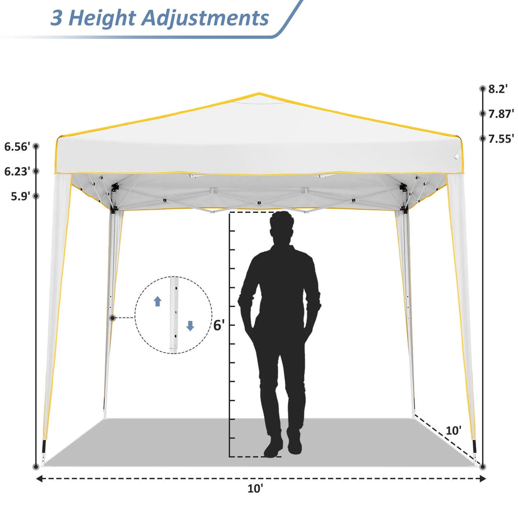 HOTEEL Chapiteau pop-up 10x10 avec murs latéraux, Tente imperméable pour fêtes et événements de mariage, Gazébo d'extérieur instantané avec sac de transport, piquets, cordes et sacs de sable, Noir