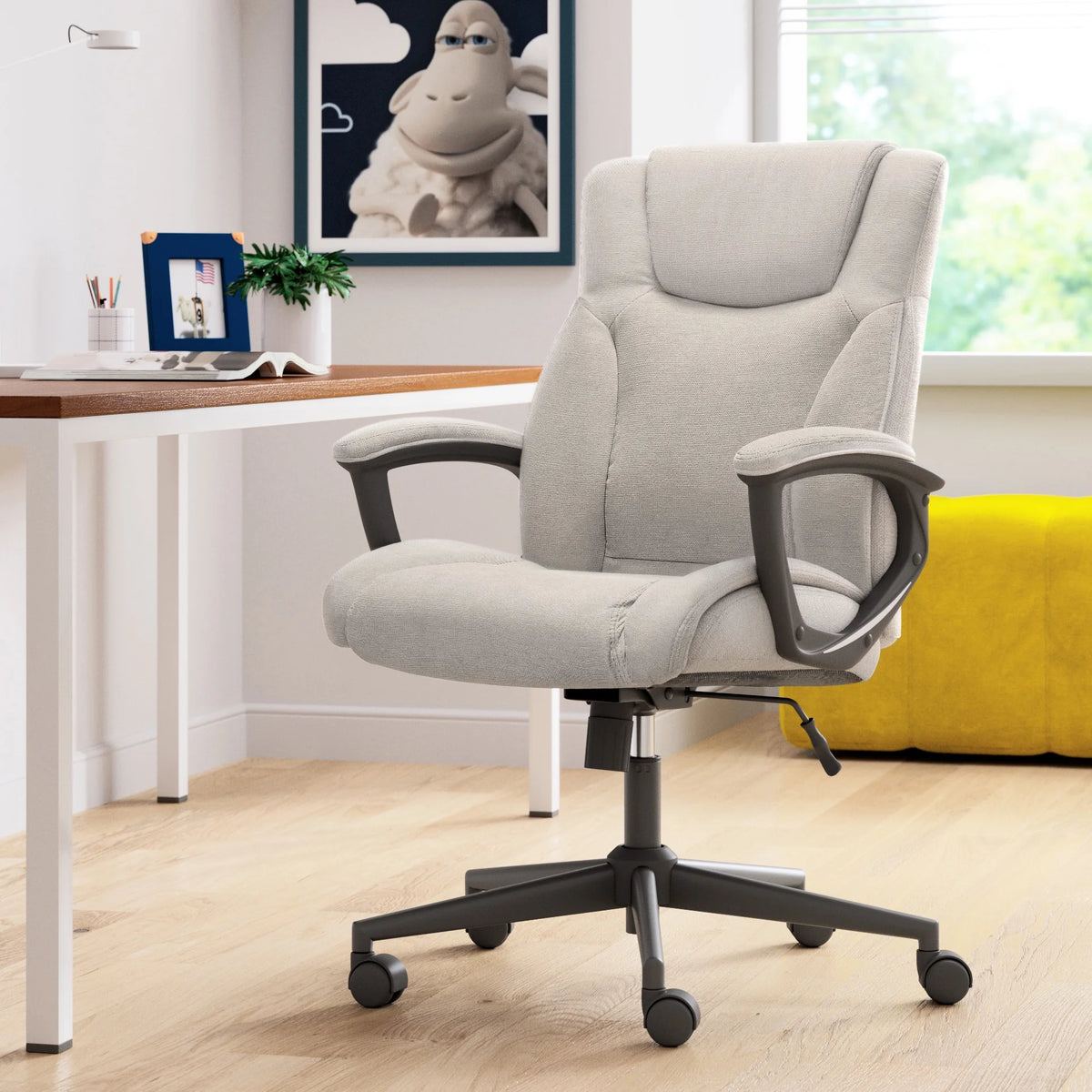 Chaise de bureau Serta Connor en microfibre gris clair