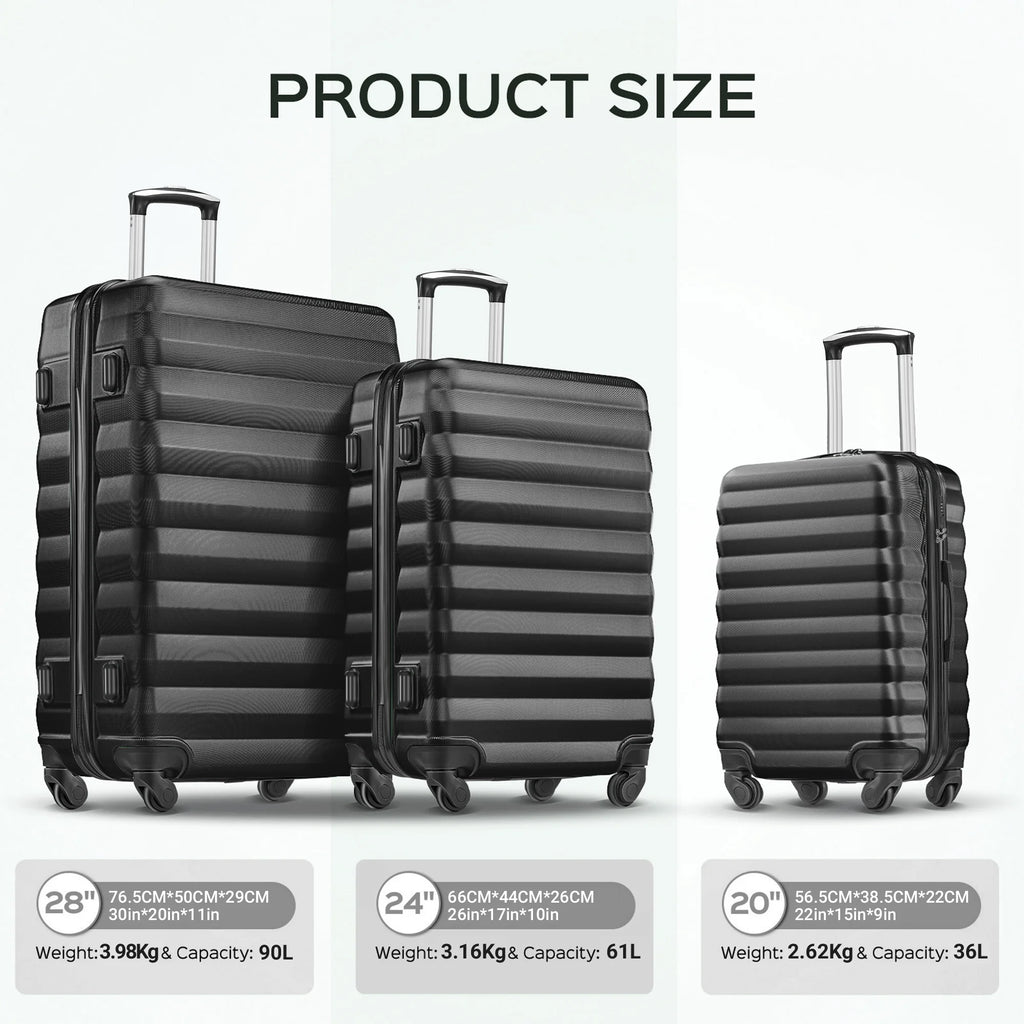 Ensemble de 9 pièces comprenant 3 valises rigides de 20, 24 et 28 pouces, 6 sacs de rangement et valises de voyage à roulettes, rose