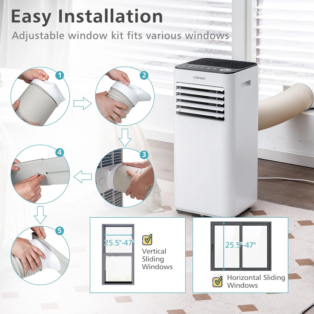Climatiseur portable Costway 10000 BTU 3-en-1 refroidisseur d'air avec ventilateur déshumidificateur mode veille