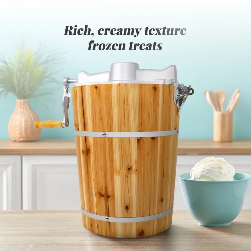 Elite Cuisine EIM569  Sorbetière électrique/manuelle Old Fashioned en pin de 6 pintes