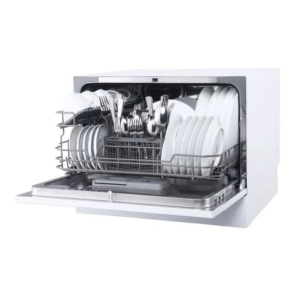 Lave-vaisselle de comptoir Magic Chef Energy Star pour 6 couverts (modèle MCSCD6W5)  S’installe sous les armoires grâce à sa hauteur de 17,2 po