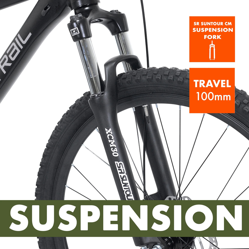 Vélo tout-terrain Ozark Trail 27.5 Vibe, Cadre petit, Convient aux cyclistes de 1,52 m à 1,68 m, Noir, Adulte, Unisexe