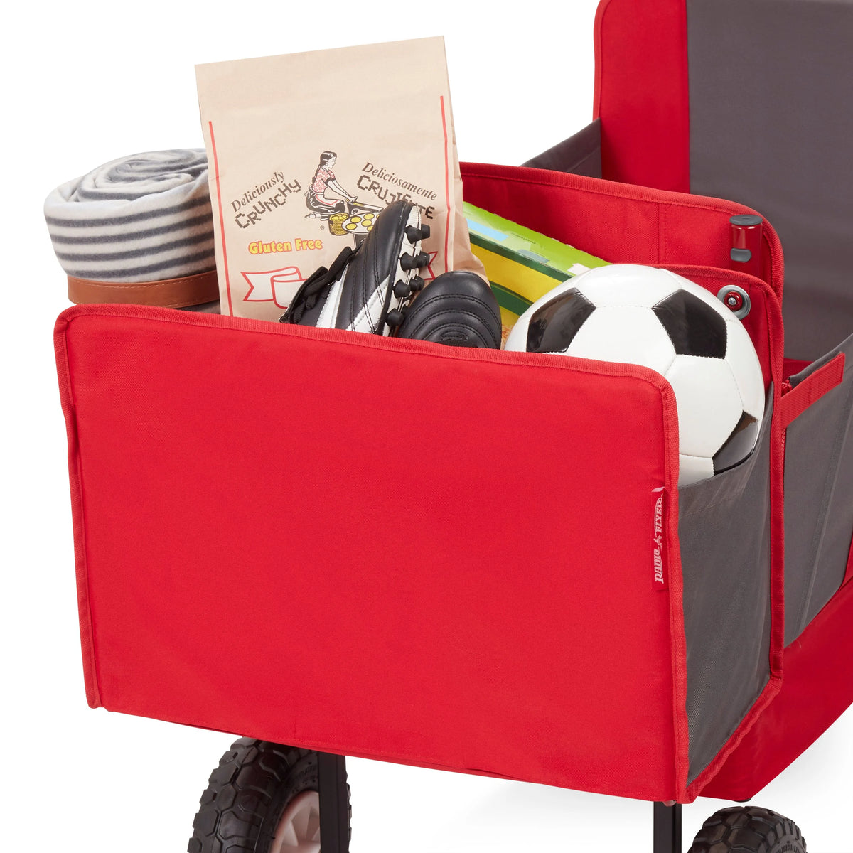 Radio Flyer, chariot tout-terrain 3-en-1 EZ Fold avec capote, rouge et gris, pneus gonflables