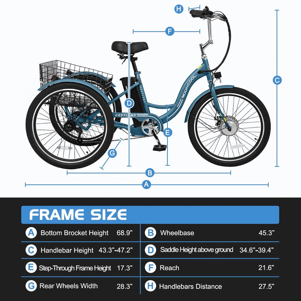 Tricycle électrique Lilypelle, vélo motorisé à 3 roues avec moteur de 350 W, batterie au lithium 36 V 10,4 Ah, certifié UL, triporteur électrique 24 pour adultes, vélo électrique à trois roues