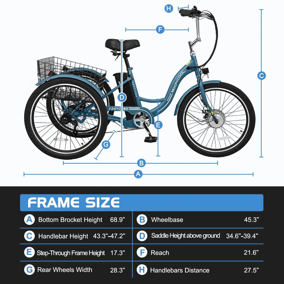 Tricycle électrique Lilypelle, vélo motorisé à 3 roues avec moteur de 350 W, batterie au lithium 36 V 10,4 Ah, certifié UL, triporteur électrique 24 pour adultes, vélo électrique à trois roues