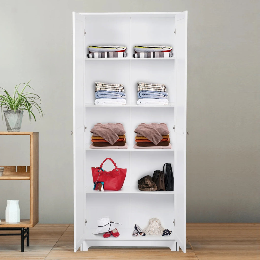 Armoire de rangement Tcbosik à 2 portes, garde-manger de cuisine de 72,2 po de haut avec étagères réglables, meuble sur pied pour salon, salle à manger ou chambre, blanc