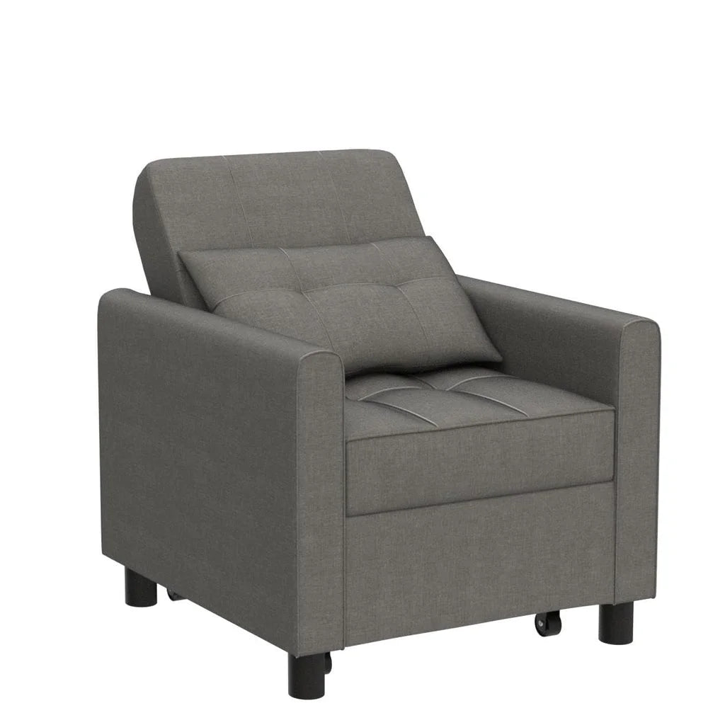 Fauteuil convertible avec couchage, canapé-lit convertible 3-en-1 Aiho avec fauteuil inclinable et couchage gigogne - Gris foncé