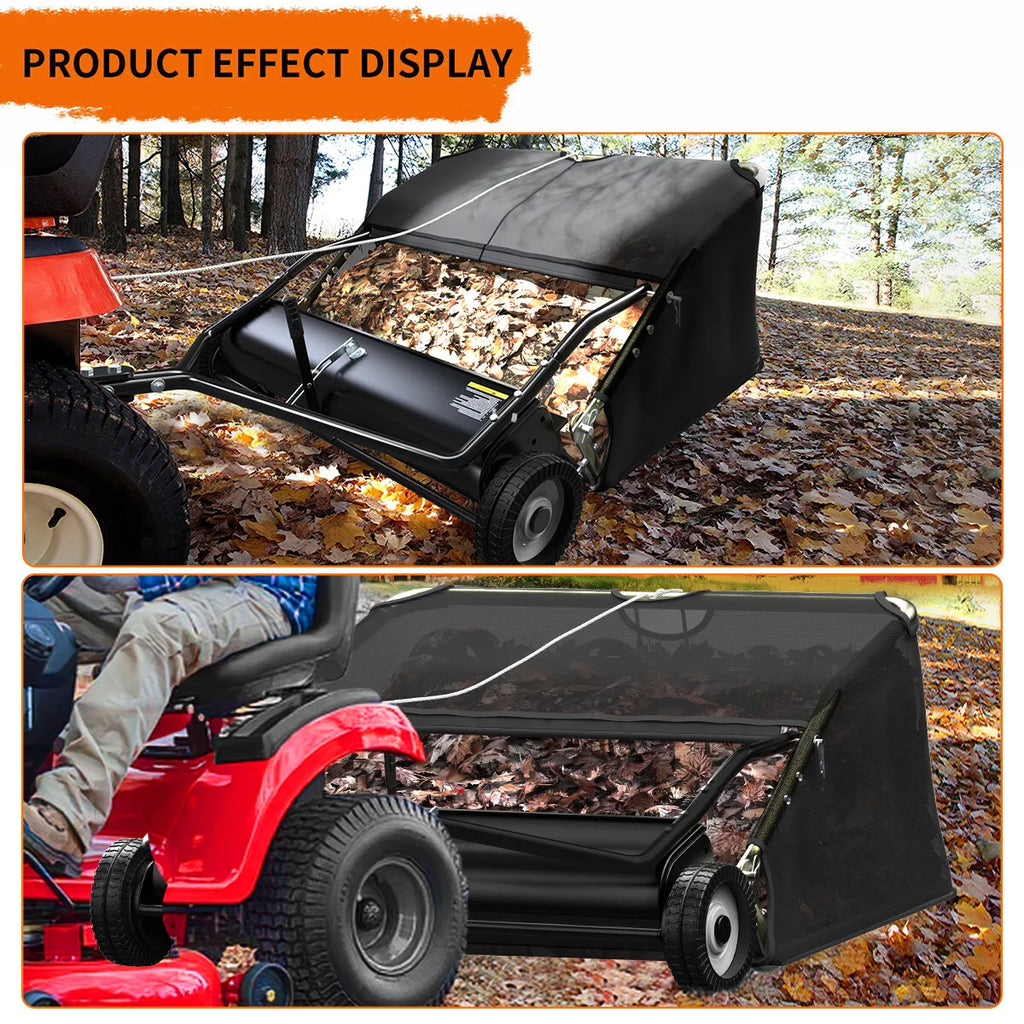 Dextrus 42 Ramasse-pelouse et ramasse-feuilles remorque pour jardin et pelouse Capacité de 12 pi³ Ensemble pour tracteur