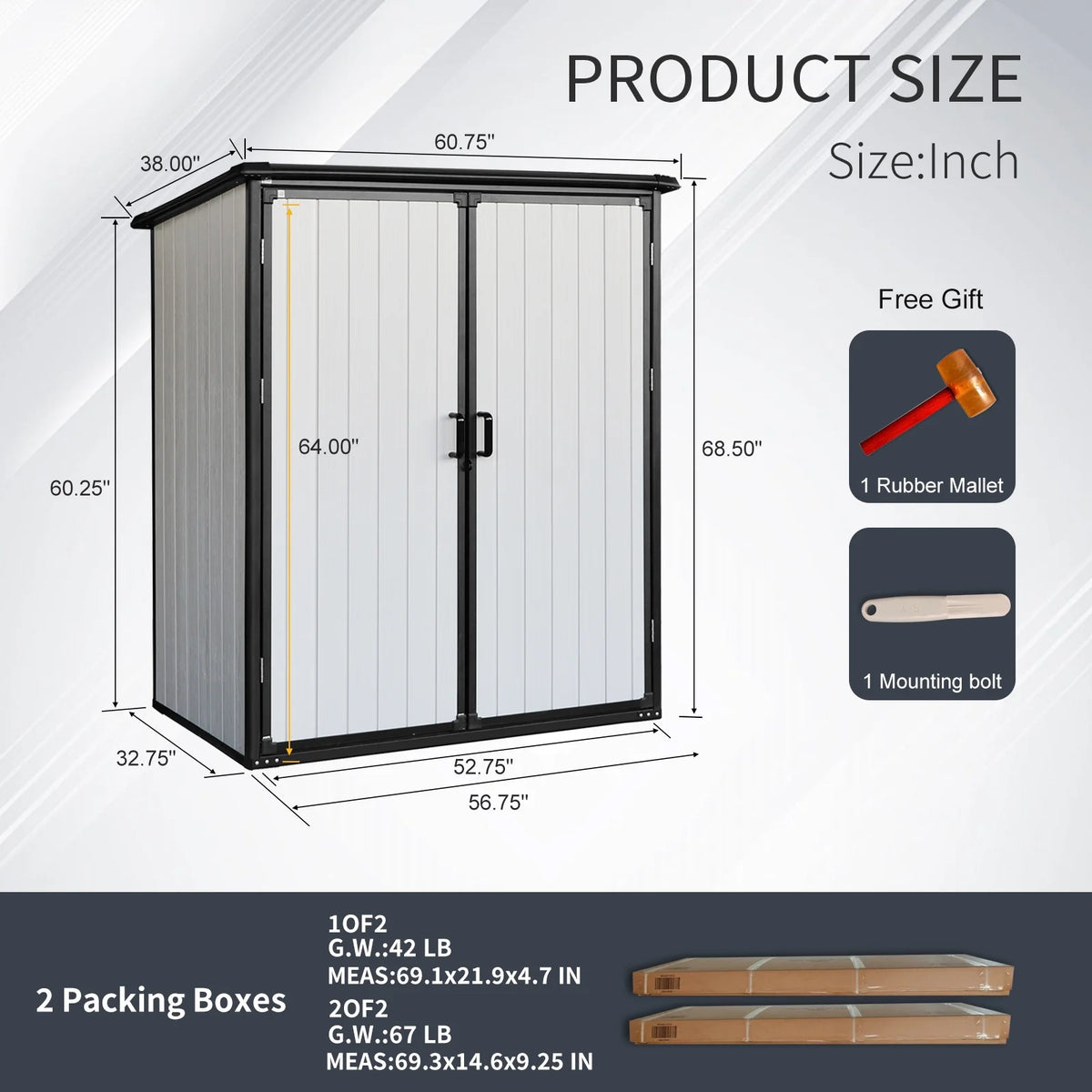 Enyopro Abri de rangement extérieur 6 x 4,4 pi, grand abri utilitaire en résine plastique toutes saisons pour outils avec deux portes verrouillables, pour patio, cour arrière et pelouse, gris