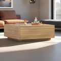 Table basse carrée Blotout avec 2 grands tiroirs, table basse Mid-Century Modern de 43 avec rangement, table basse en bois, table de salon avec rangement, grain de bois