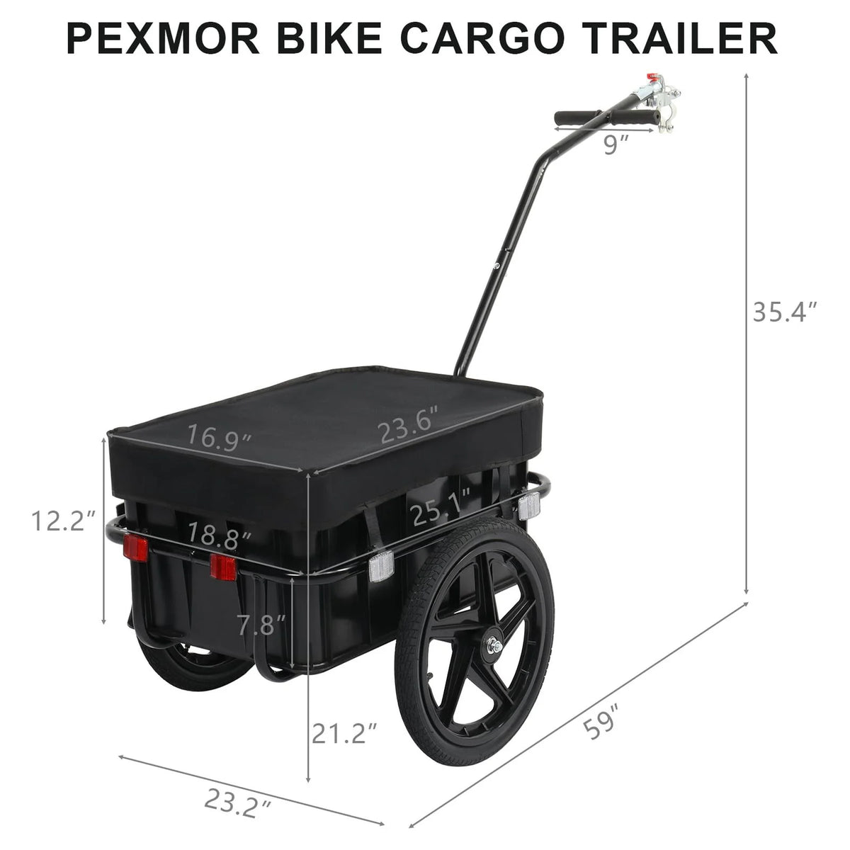 Remorque cargo pour vélo PEXMOR, remorque chariot pour vélo avec attelage universel et housse imperméable