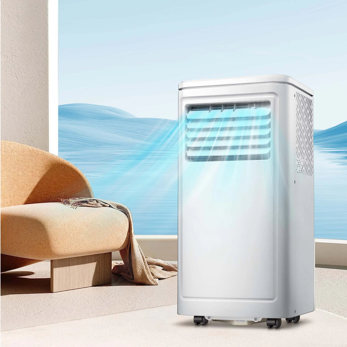 Climatiseur portable Auseo, 8 000 BTU ASHRAE, climatiseur silencieux 4-en-1 avec déshumidificateur, ventilateur, mode sommeil et filtre lavable pour des pièces allant jusqu’à 350 pi²