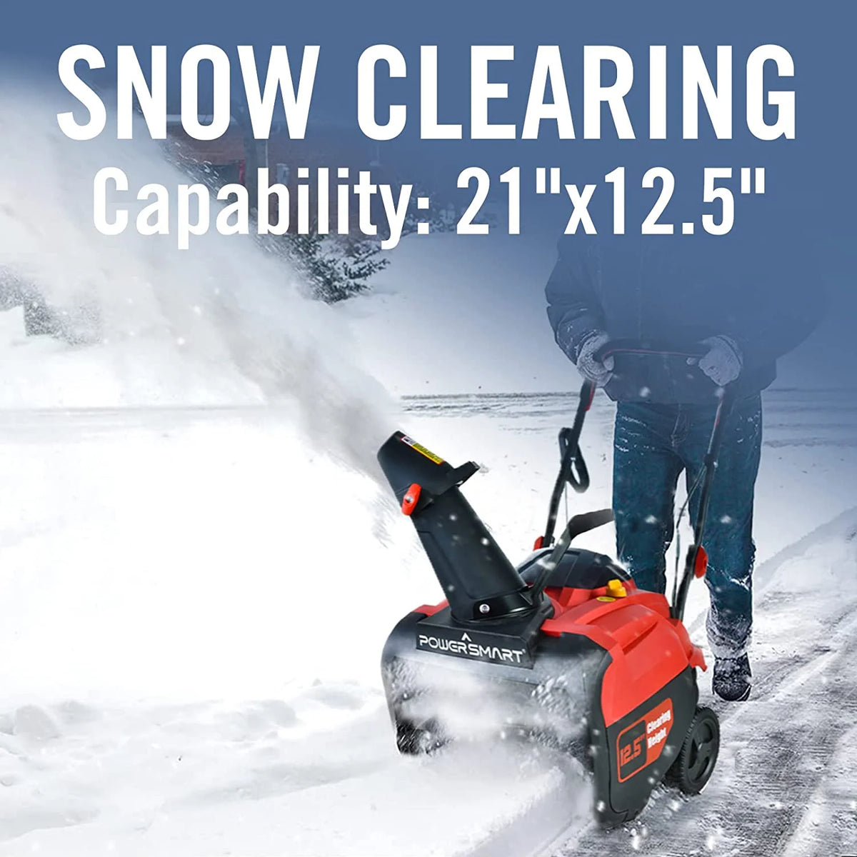 Souffleuse à neige à essence PowerSmart 21 212cc, facile à utiliser et de conception pliable