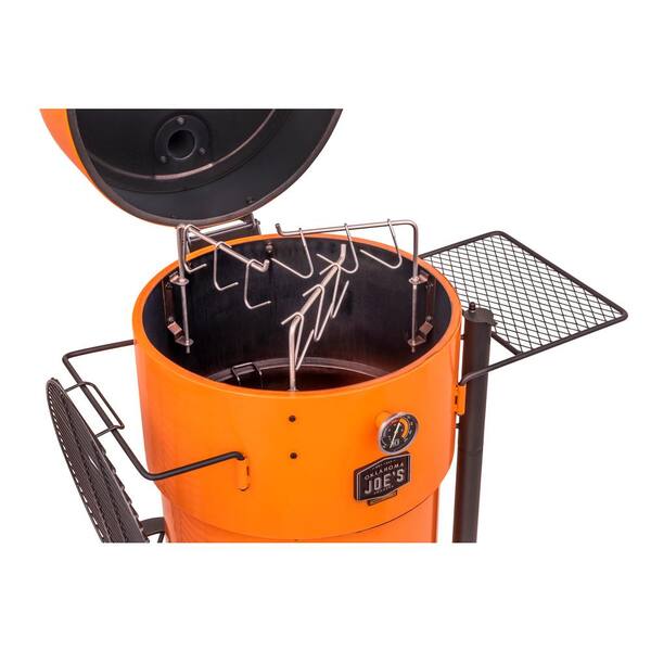 Fumoir et barbecue à tambour Bronco Pro Charcoal orange avec 366 po² d’espace de cuisson