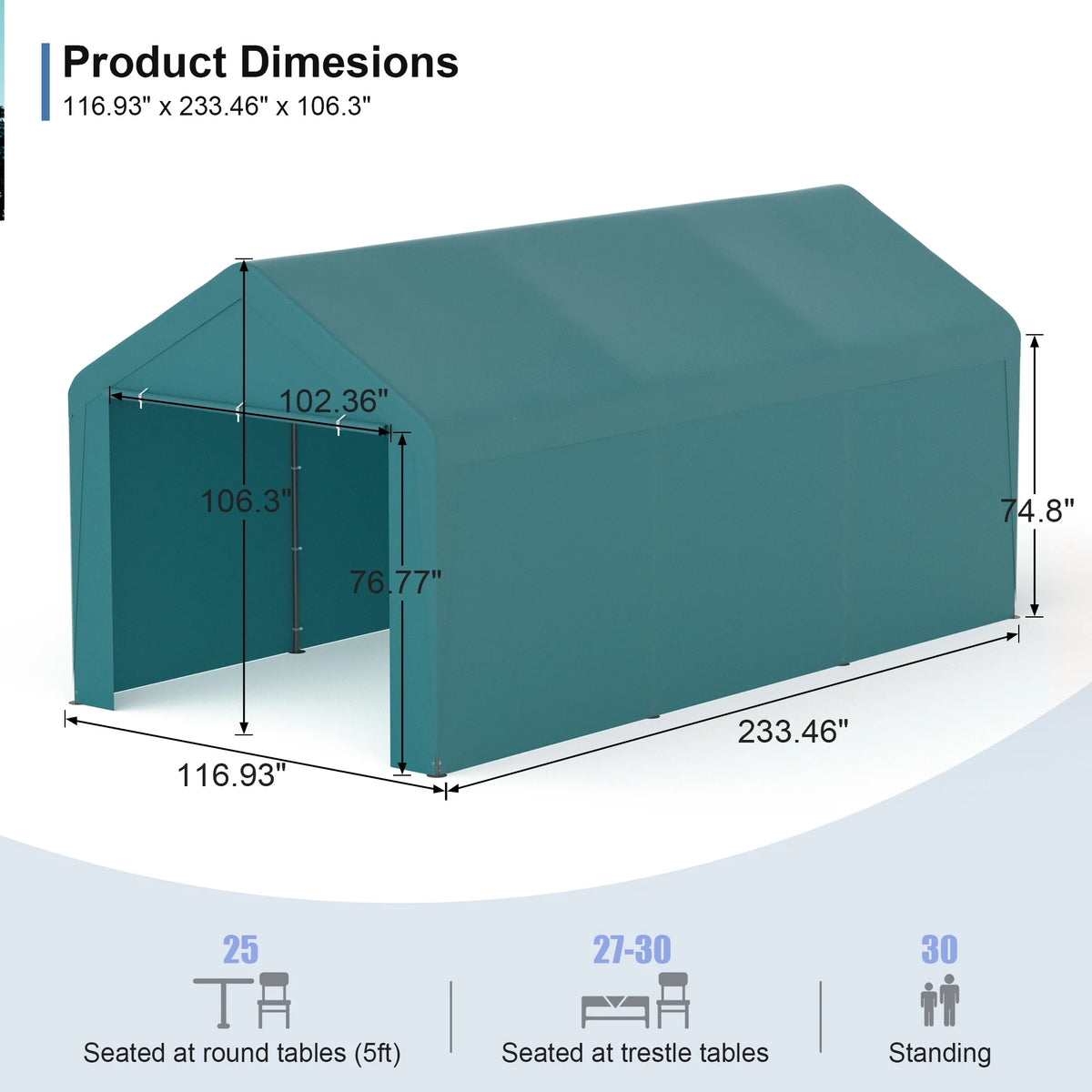 GOJOOASIS Carport, 10 x 20 Abri de voiture robuste avec paroi amovible, Garage portable en PE résistant à l'eau avec bâche toutes saisons Beige