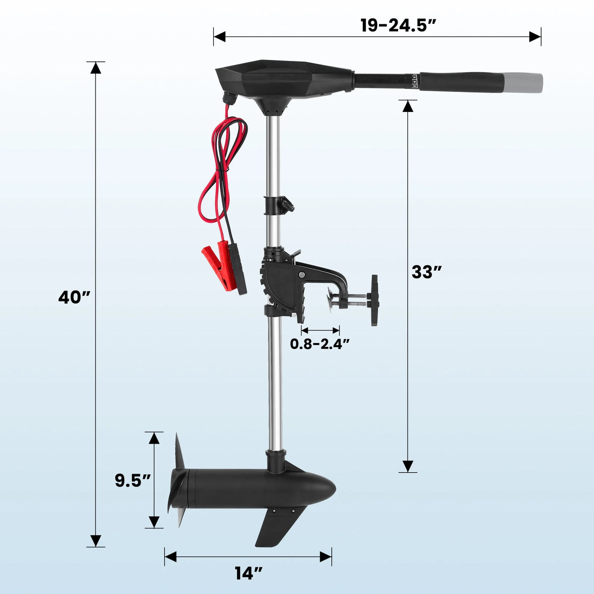 Moteur électrique de pêche à la traîne avec 55 Lbs de poussée 8 vitesses, Moteur de pêche pour bateau avec manche télescopique, Indicateur de batterie LED pour Kayak Pêche Bateau Utilisation en eau douce