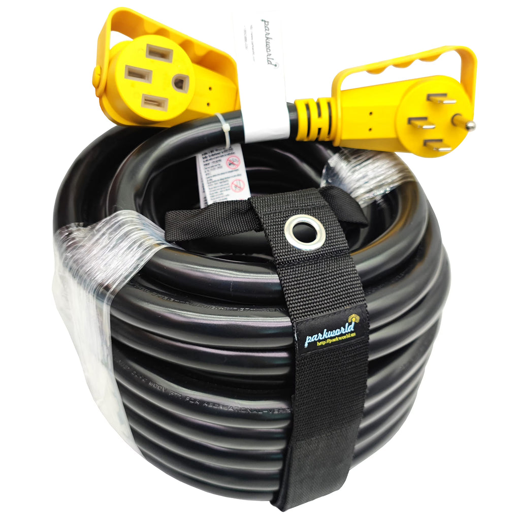 Rallonge Parkworld 66372 NEMA 14-50 pour raccordement de VR et borne de recharge pour véhicule électrique, 4 broches, 50 A, 125/250 V, 12 500 W (75 pi)