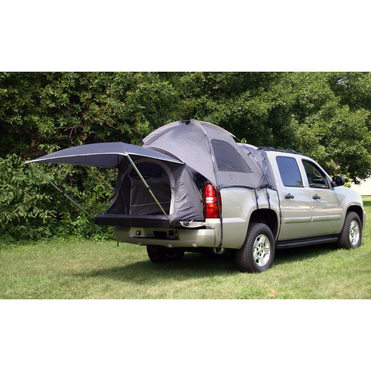 Tente de camping pour benne de pick-up Napier Sportz Avalanche pour 2 personnes avec auvent, grise, compatible avec les modèles sélectionnés : 2002-2013 CHEVROLET AVALANCHE, 2002-2013 CADILLAC ESCALADE