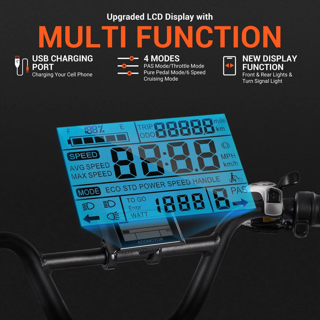 Tricycle électrique pliant Addmotor, tricycle électrique 90 mi pour adultes, 750 W 48 V 20 Ah, vélos électriques à 3 roues CITYTRI, tricycle à cadre ouvert avec différentiel de vitesse arrière et frein de stationnement, E-310 Plus rouge