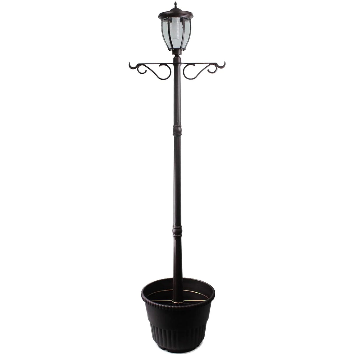 Lampadaire solaire à tête unique et jardinière Sun-Ray Kenwick de 7 pieds, bronze