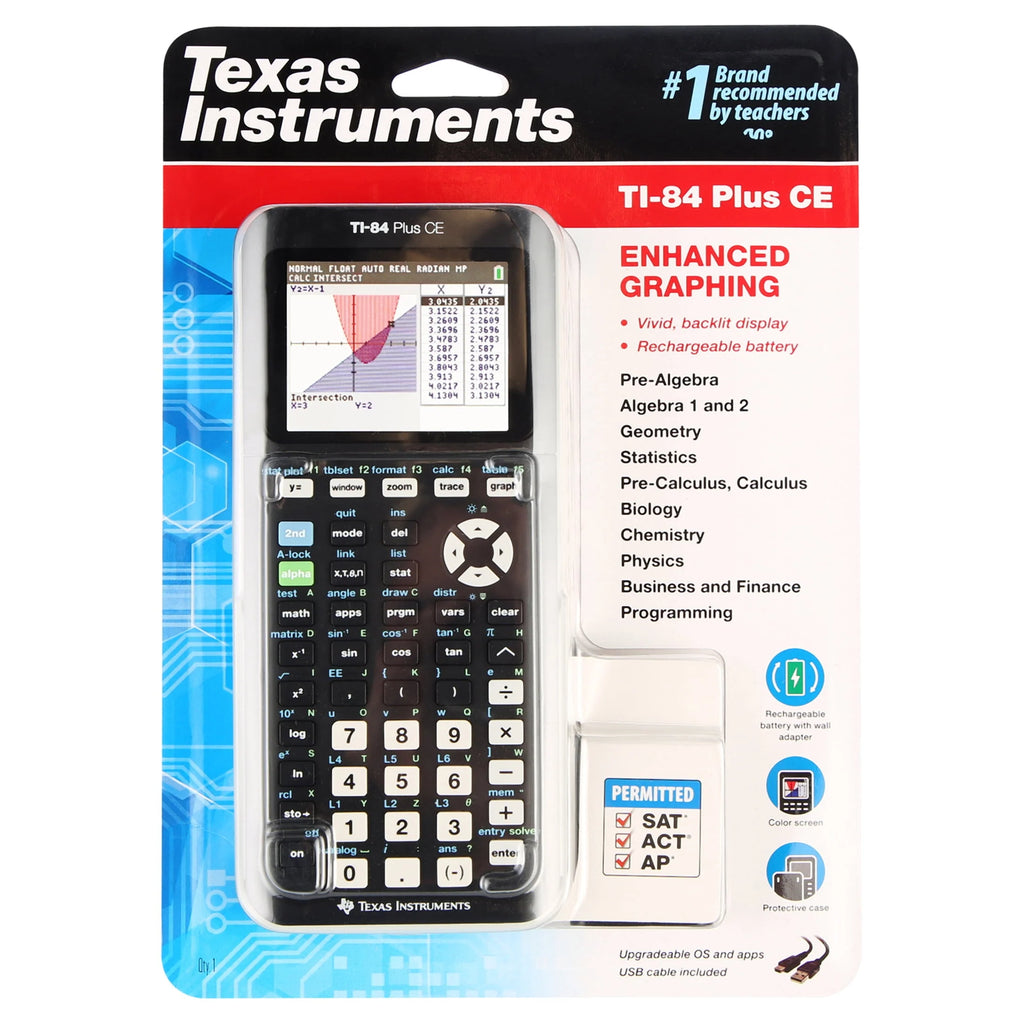 Calculatrice graphique Texas Instruments Ti-84 Plus CE, noire, 7,5 pouces