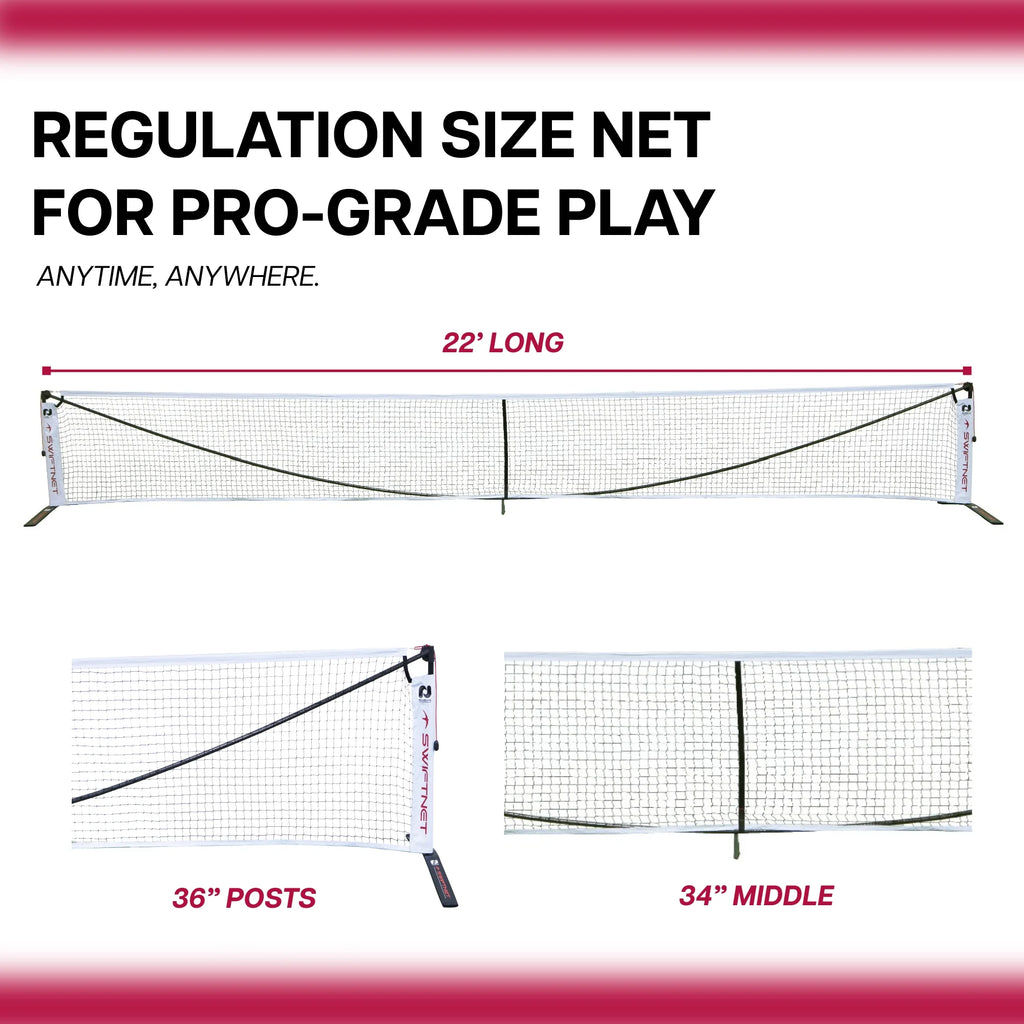 Système de filet portable pour pickleball SwiftNet 2.1| Fibre de carbone légère à haute tension + Matériau du cadre en alliage