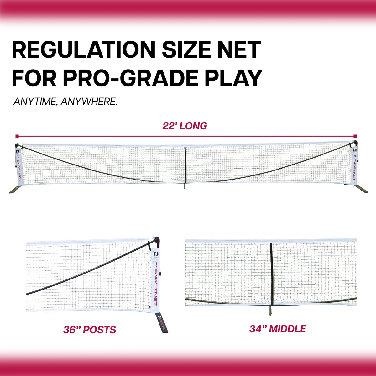 Système de filet portable pour pickleball SwiftNet 2.1| Fibre de carbone légère à haute tension + Matériau du cadre en alliage