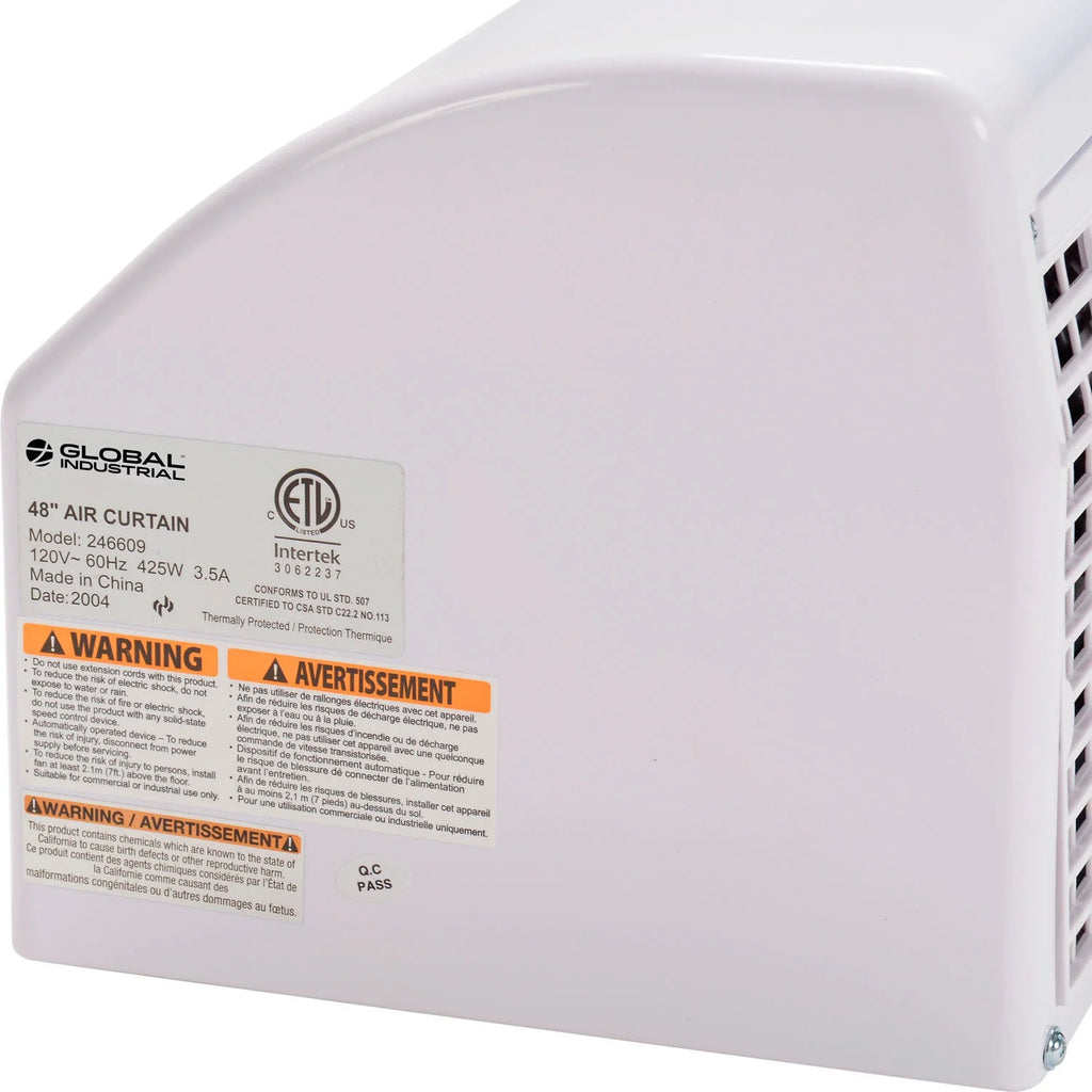Rideau d’air 48 W Global Industrial avec télécommande