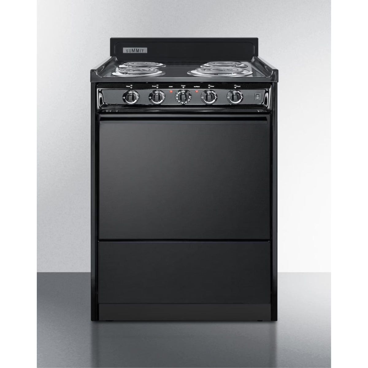 Cuisinière électrique à 24 pouces avec serpentins, en noir