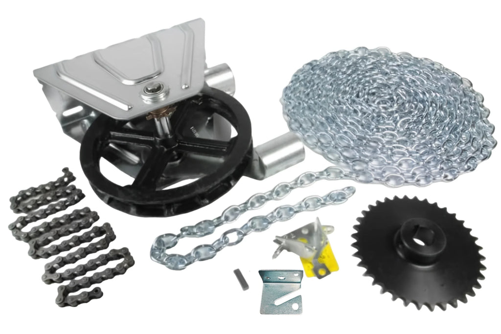 Kit de palan à chaîne mural pour porte de garage G.A.S Hardware modèle 2000R, réduction 4:1 (arbre de 1,25 pouce) | Palan à chaîne de remplacement pour réparation de porte de garage | Ensemble de remplacement de chaîne pour garage
