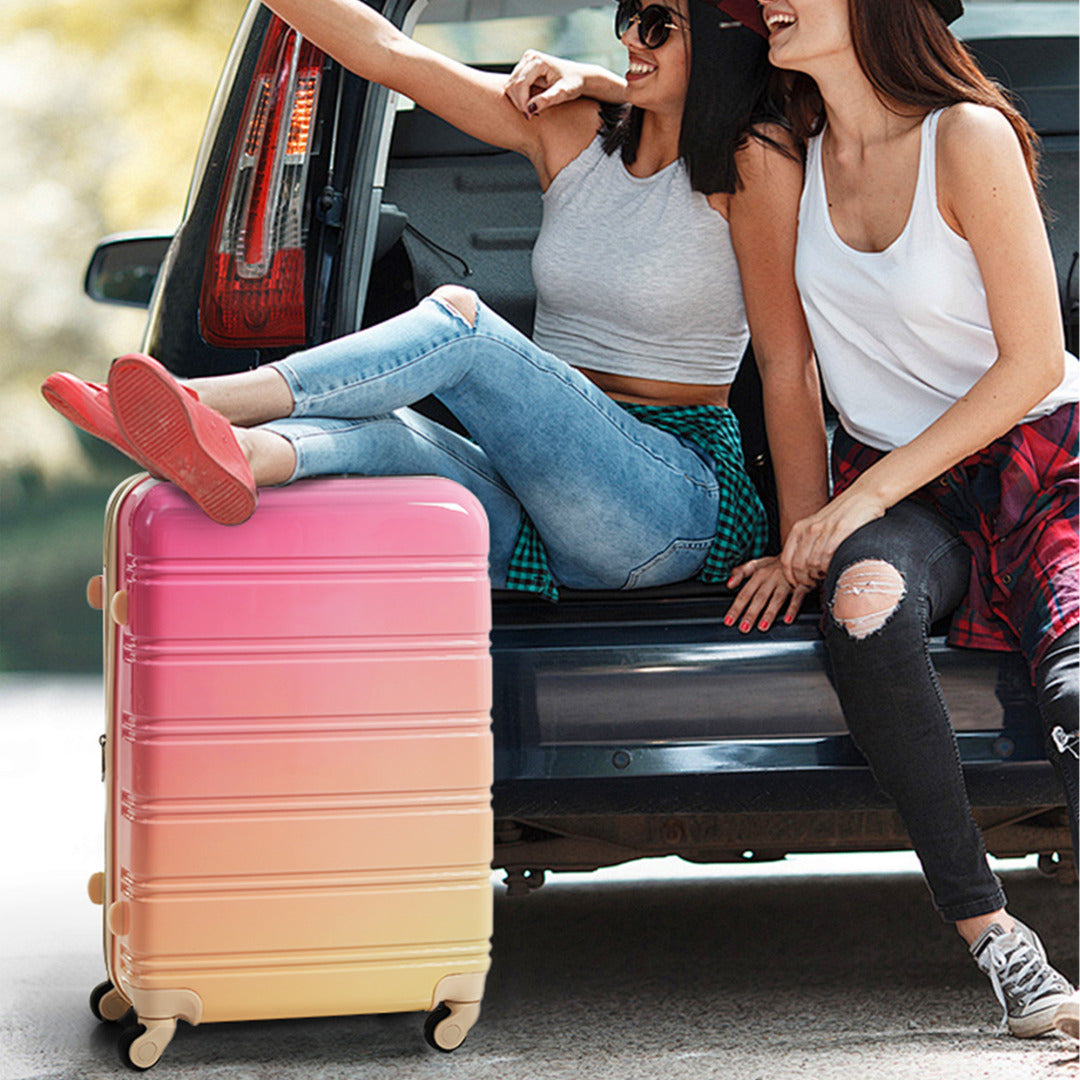 Ensemble de 3 valises, valise rigide 20/24/28 pouces avec cadenas TSA et roulettes pivotantes, bagages de voyage légers et extensibles pour homme et femme, multicolore violet