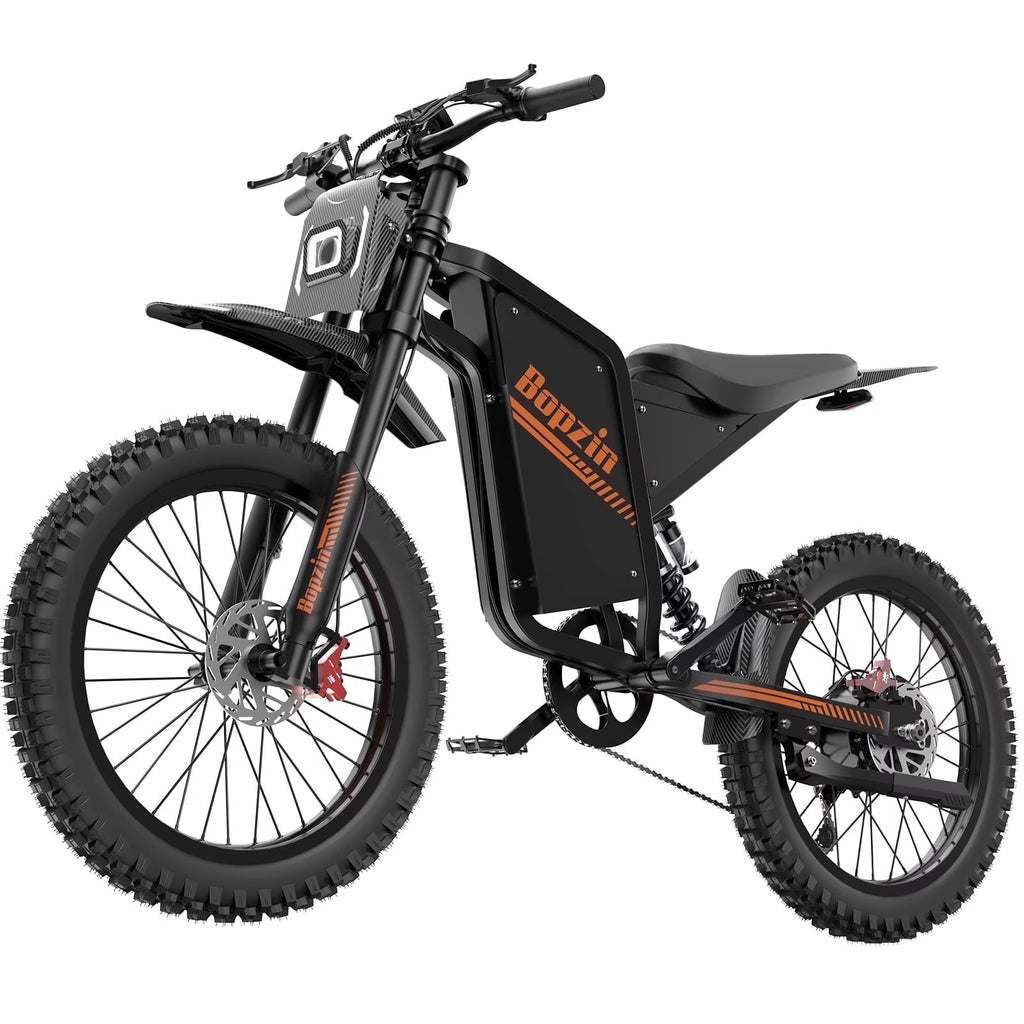Moto tout-terrain électrique pour adultes, 60 V 35 Ah, 3 000 W, 45 mi/h et autonomie de 37 à 68 mi, vélo de montagne tout-terrain à pneus larges de 25 po, UL2849