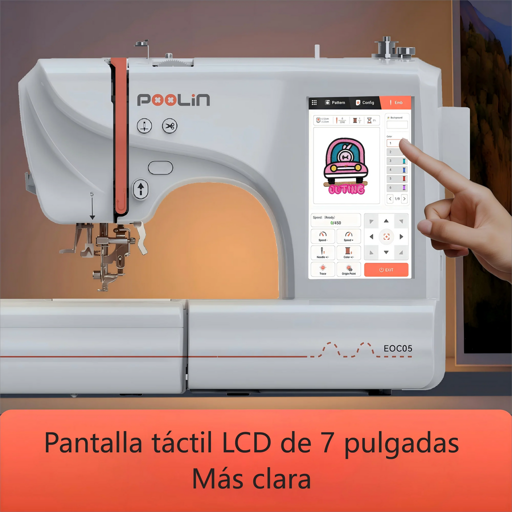Machine à broder Poolin EOC05, zone de broderie 4 x 9,25 po, écran tactile 7 po, avec kit