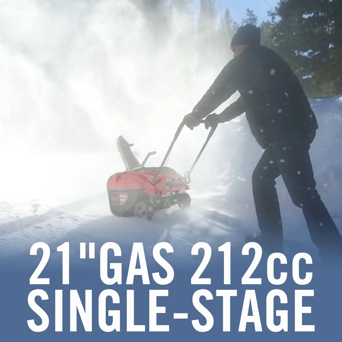 Souffleuse à neige à essence PowerSmart 21 212cc, facile à utiliser et de conception pliable