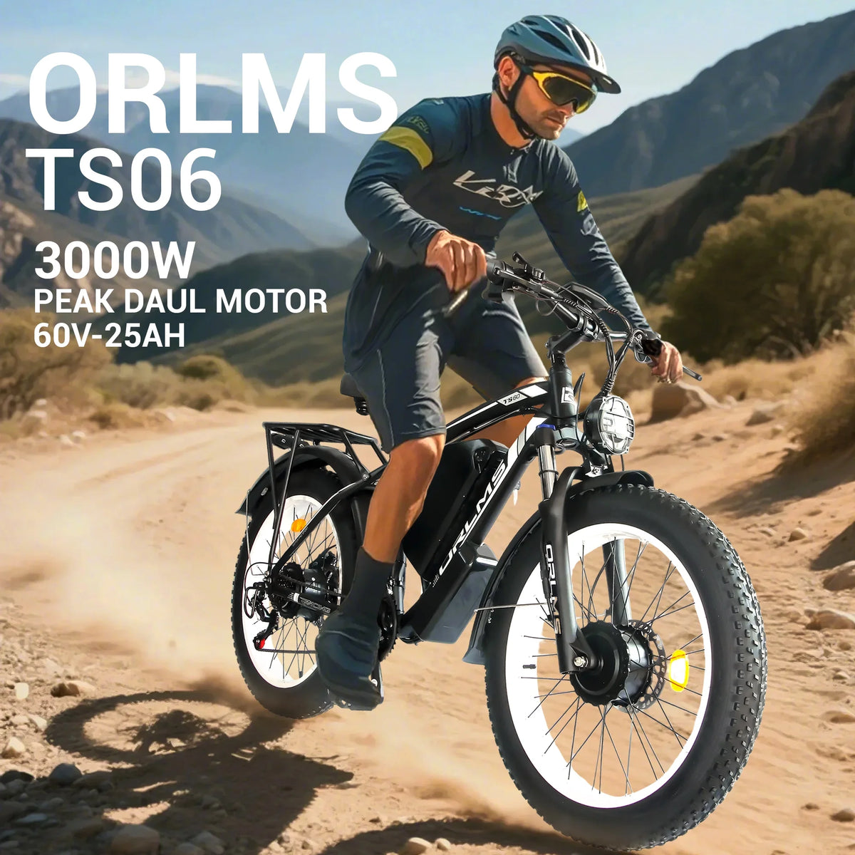 Peak 5000W-Electric-Bike for Adults-Men, Dual-Motor-Ebike 50MPH-Hunting-Ebike, 60V 25AH Long Range Dirtbike, 26 x 4.0 Fat-Tire-Electric-Bicycle,AWD 21-Speed Mountain Bike for Off-Road Snow Sand