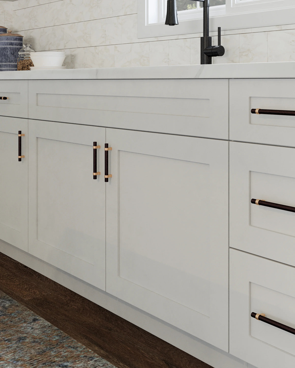 Design House Brookings Meuble bas de cuisine à assembler en bois Shaker, 2 portes et 2 tiroirs (48 x 34,5 x 24), blanc Sherwin Williams