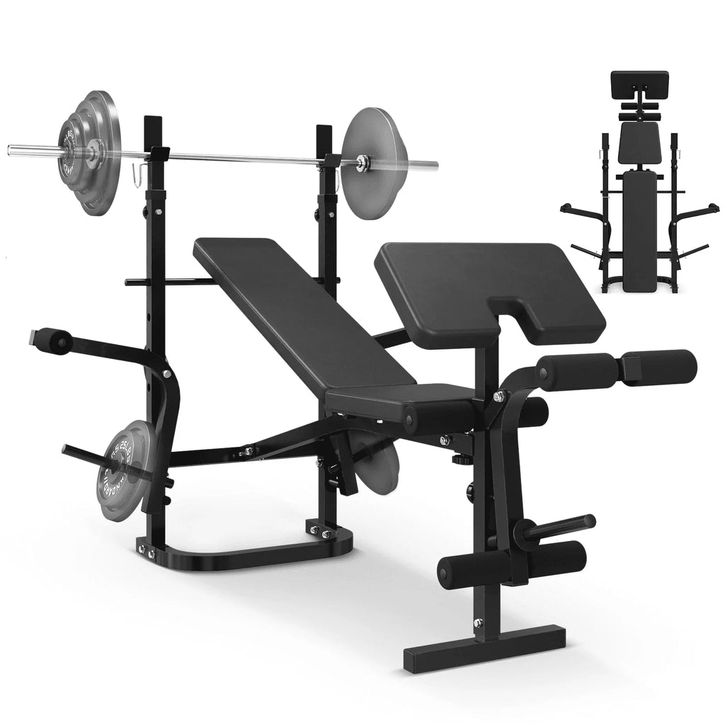 Ensemble de banc de musculation réglable Mikolo, capacité de 800 lb, banc de musculation complet 6-en-1 avec extension des jambes, ensemble de banc de musculation multifonction pour salle de sport à domicile