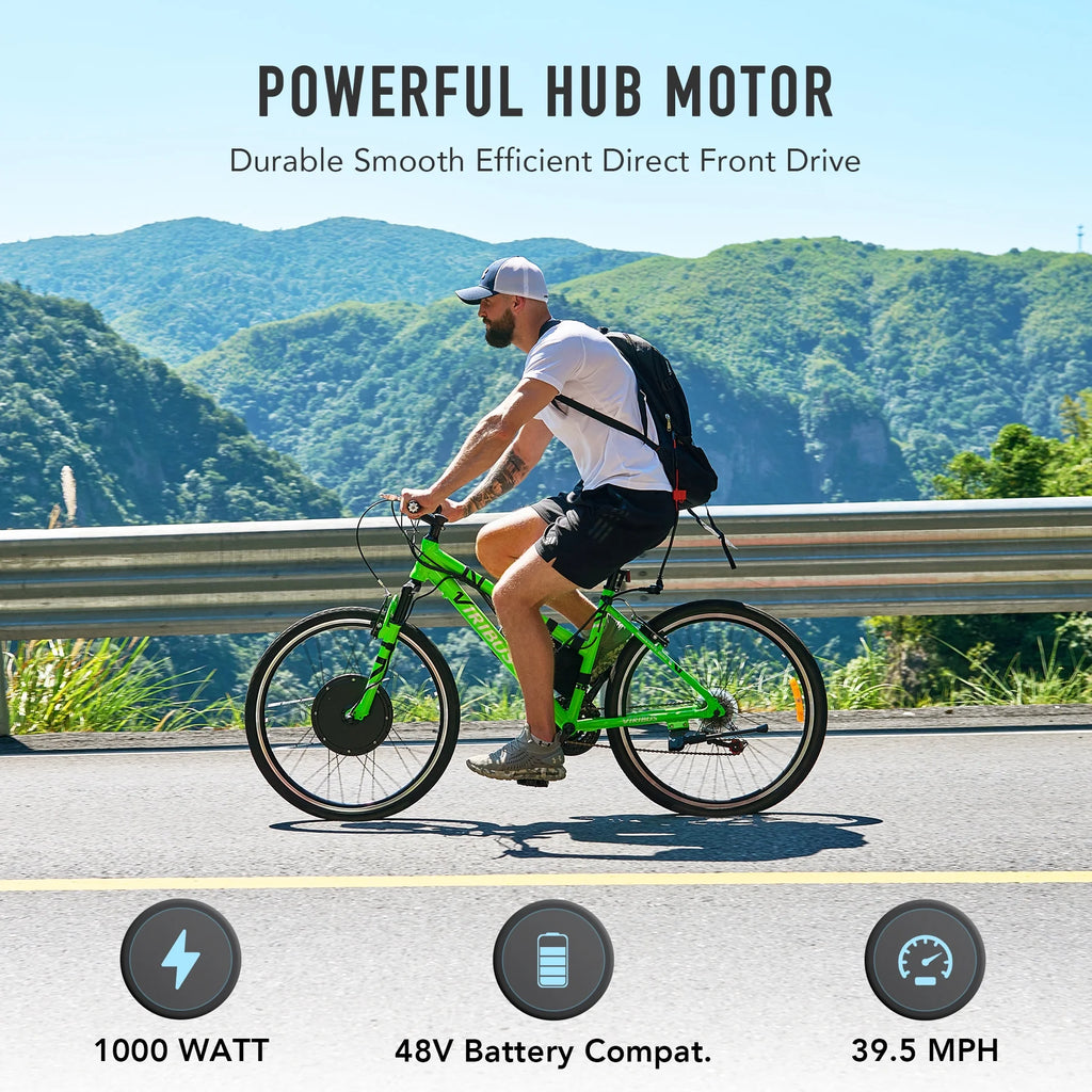 Kit de conversion de vélo électrique Viribus pour roue arrière 26, moteur-roue 1000 W, écran LCD, kit DIY pour vélo électrique