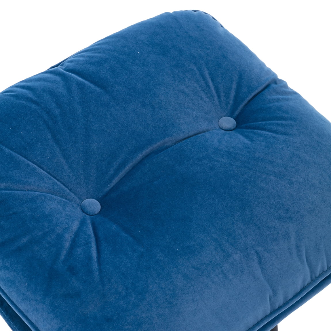 Fauteuil d'appoint pivotant en velours avec pouf, fauteuil méridienne moderne avec structure en métal et repose-pieds, fauteuil confortable pour la lecture, salon, chambre, bureau, bleu
