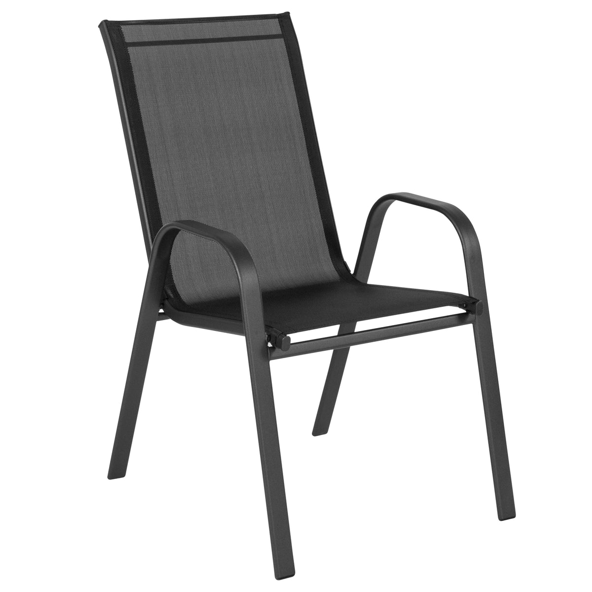 Lot de 5 chaises d’extérieur empilables BizChair noires avec matériau Flex Comfort et structure en métal