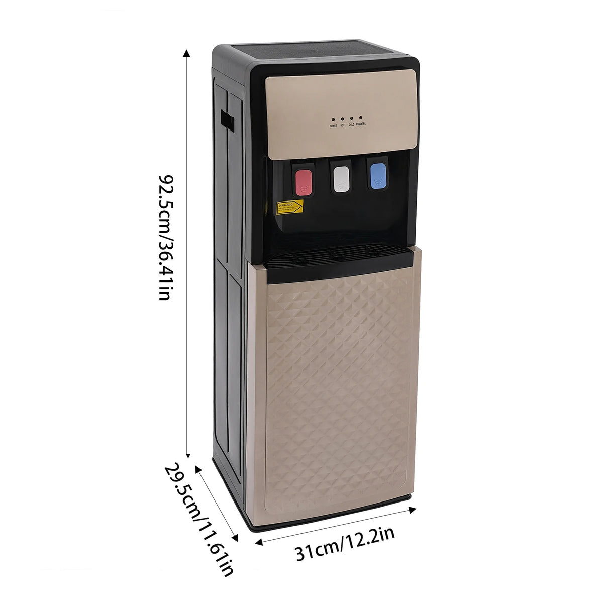 Distributeur d’eau à bonbonne inférieure Or Champagne - Eau chaude, froide et à température ambiante, chauffage 500 W, refroidissement 90 W, conception sûre et conviviale pour la maison et le bureau