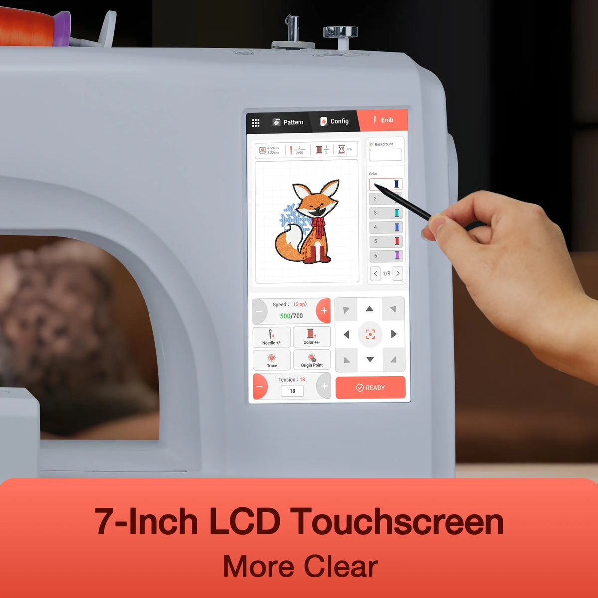 Machine à broder Poolin EOC05, zone de broderie 4 x 9,25 po, écran tactile 7 po, avec kit