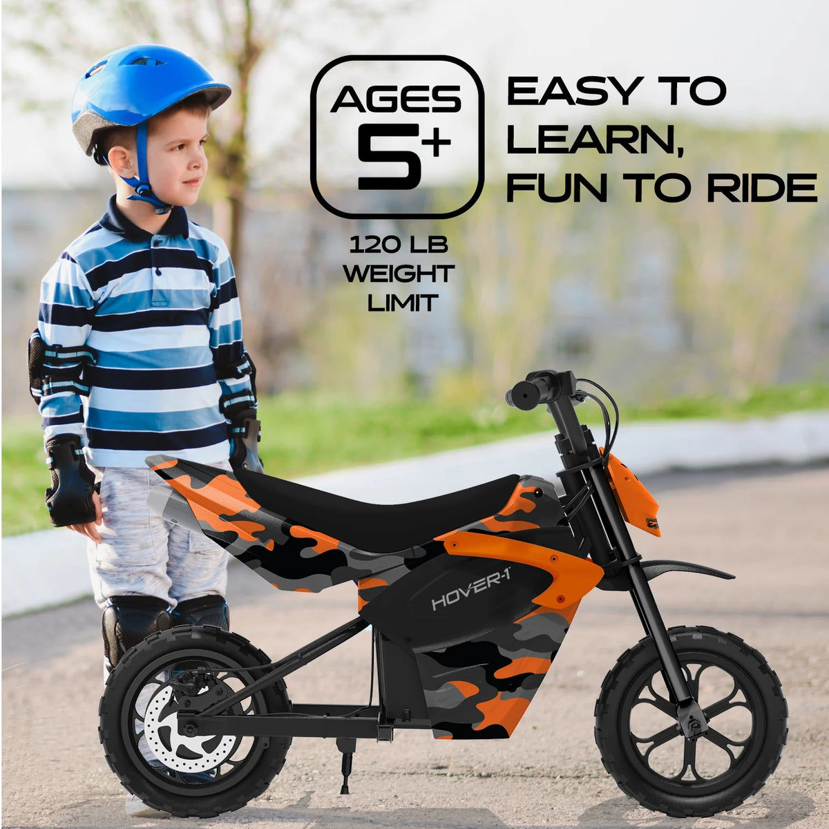 Hover-1 My First Dirt Bike for Kids - 300W Motor, 9MPH Max Speed, 9 Mile Range, 12 Off-Road Tires, 120LB Max Weight, Twist Grip Throttle & Rear Disc Brake Electric Dirt Bike for Kids Ages 5+ Years
