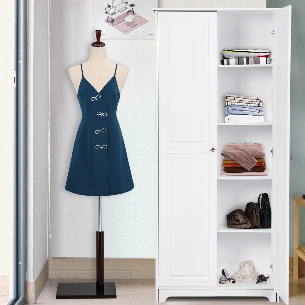 Armoire de rangement Tcbosik à 2 portes, garde-manger de cuisine de 72,2 po de haut avec étagères réglables, meuble sur pied pour salon, salle à manger ou chambre, blanc