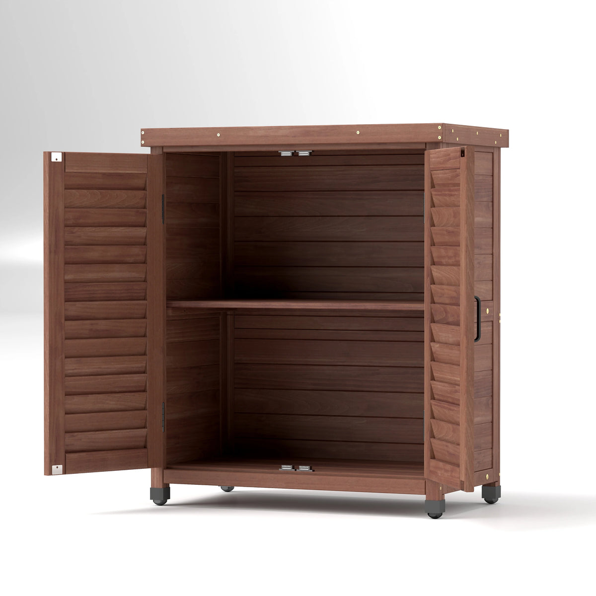 Armoire de rangement en bois d’extérieur et table de rempotage Funnil, mobilier de patio en bois résistant aux intempéries, poste de travail de jardin