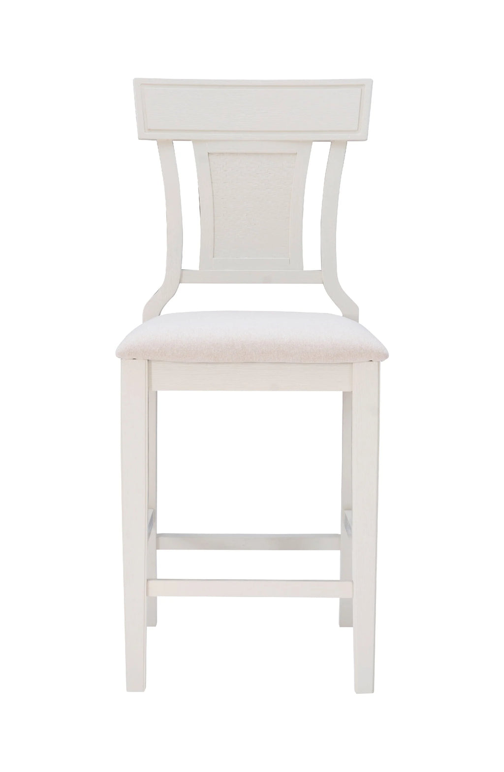 Tabouret de comptoir Linon Roseglen 26, finition blanchie avec tissu beige