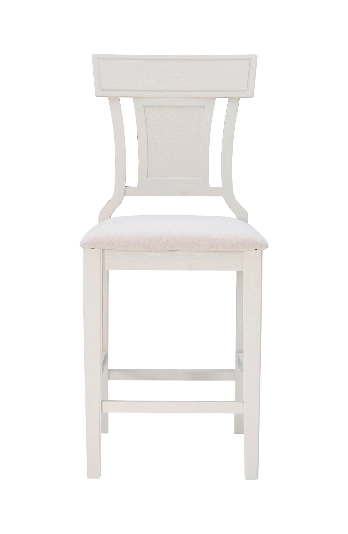 Tabouret de comptoir Linon Roseglen 26, finition blanchie avec tissu beige