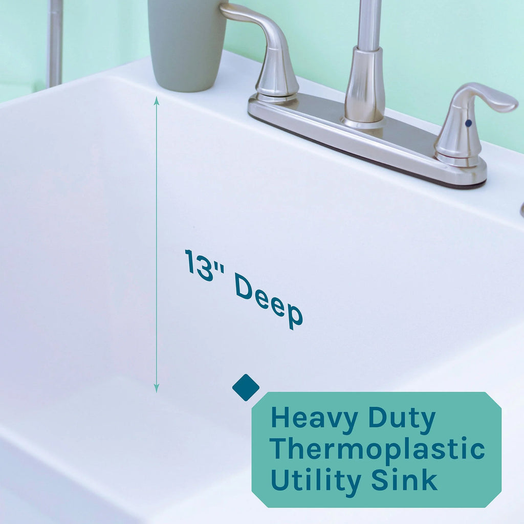 Évier utilitaire Tehila de 19 gallons avec robinet de cuisine haut de gamme en acier inoxydable 6501