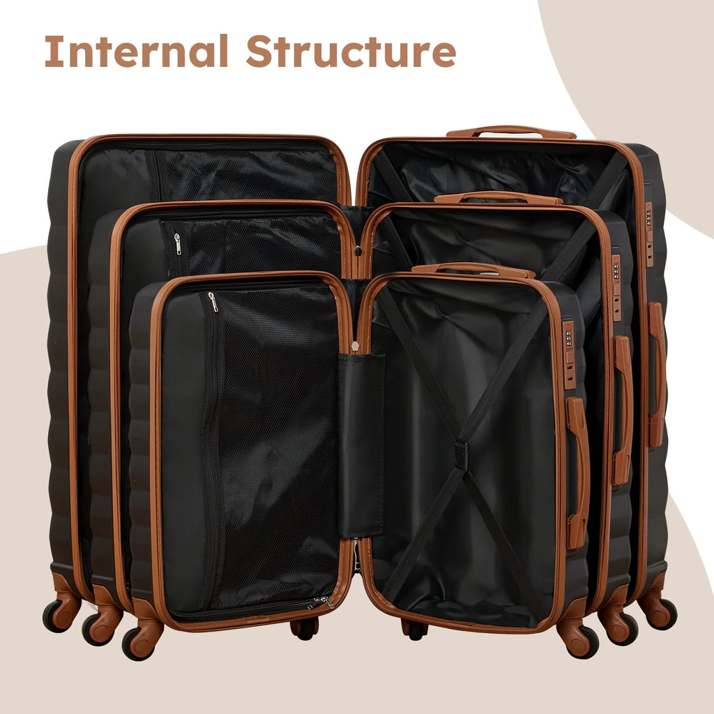 Ensemble de 9 pièces comprenant 3 valises rigides de 20, 24 et 28 pouces, 6 sacs de rangement et valises de voyage à roulettes, rose